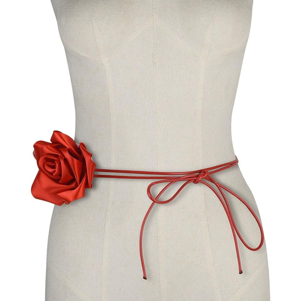 Мода Ретро Художественный Роза Цветок Веревочные Пояса Декоративные DIY Атласная Поясная Цепочка Пояс Плетеный Завязывающийся Для Юбок Джинсов Платья Одежды
