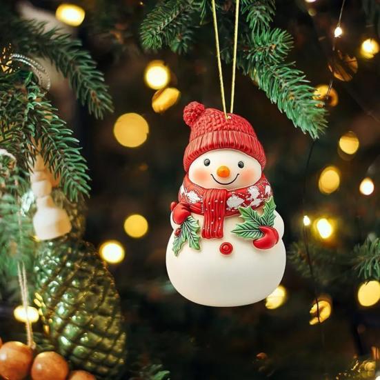 Christmas Ornament Snowman Pendant Acrylic Car Hanging Decoration Winter Xmas Tree Decoration Festive Gift Decor
