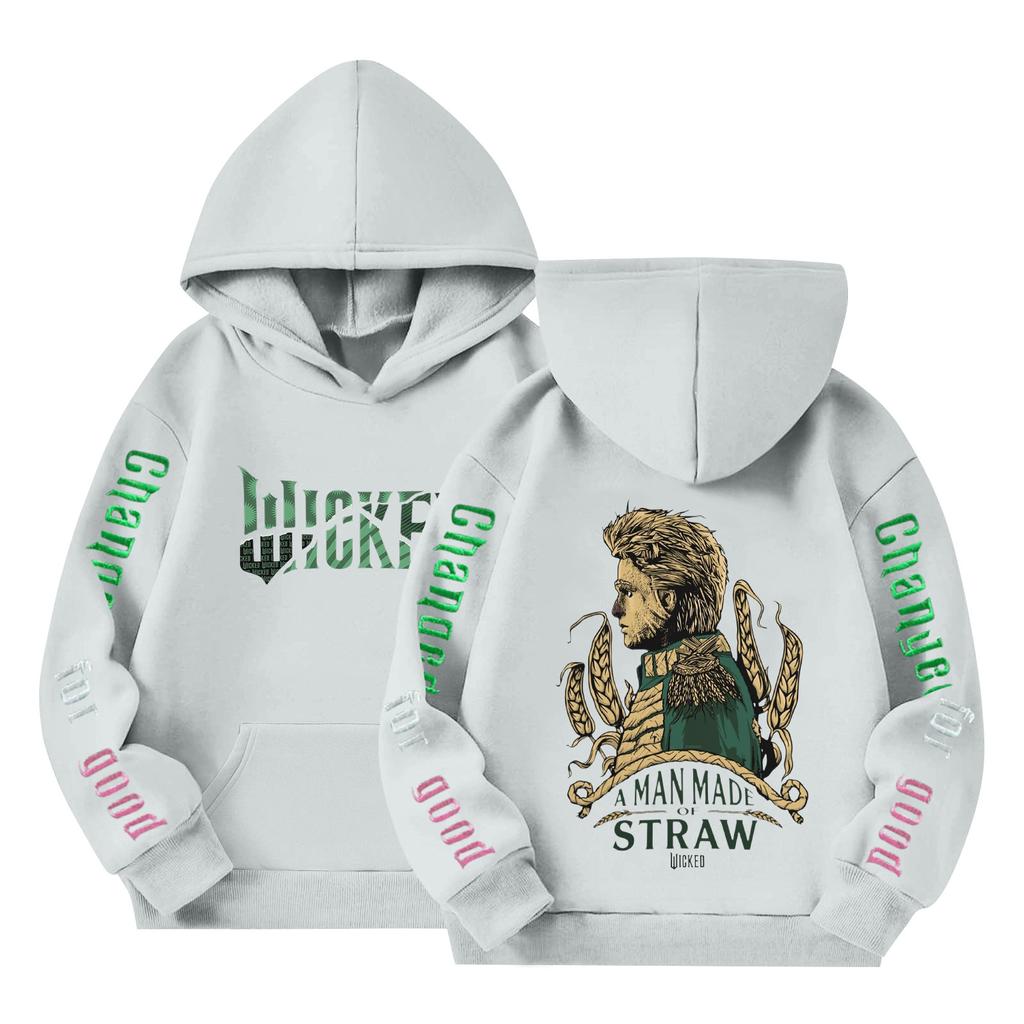 Детский пуловер с длинным рукавом, свободного кроя, с принтом букв, капюшоном на шнурке