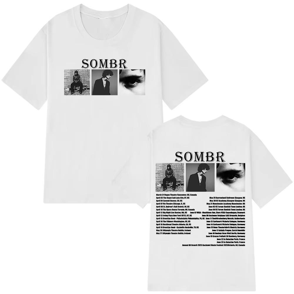 Sombr Merch Футболка с принтом Тур 2026 Мужская Женская Хип-хоп Футболка Модная Одежда Летние Футболки с коротким рукавом Повседневные Футболки Стритвир