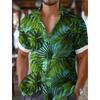 Leaf Tropical Men's Resort Hawaiian 3D Printed Shirt Outdoor Vacation Beach Summer Turndown Short Sleeve Spandex Hawaii Shirts