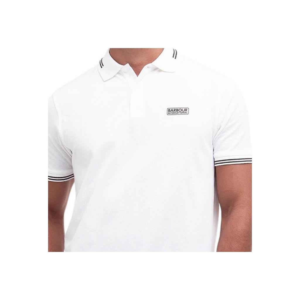 Barbour Striped Polo Collar Straight Fit Short Sleeve Polo Shirt Men tops White MML1381WH11