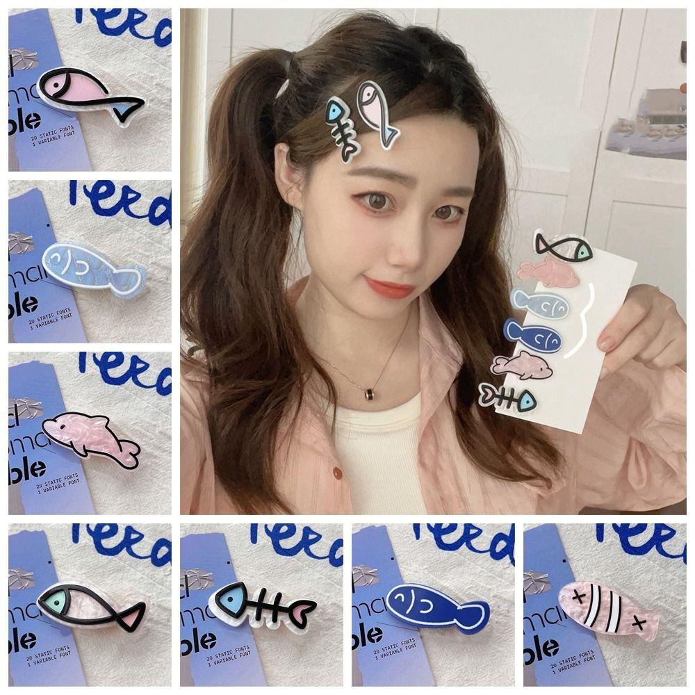Cartoon Animal Hair Clip Y2k Dolphin Barrettes Funny Fish Bone Hairpin Kids