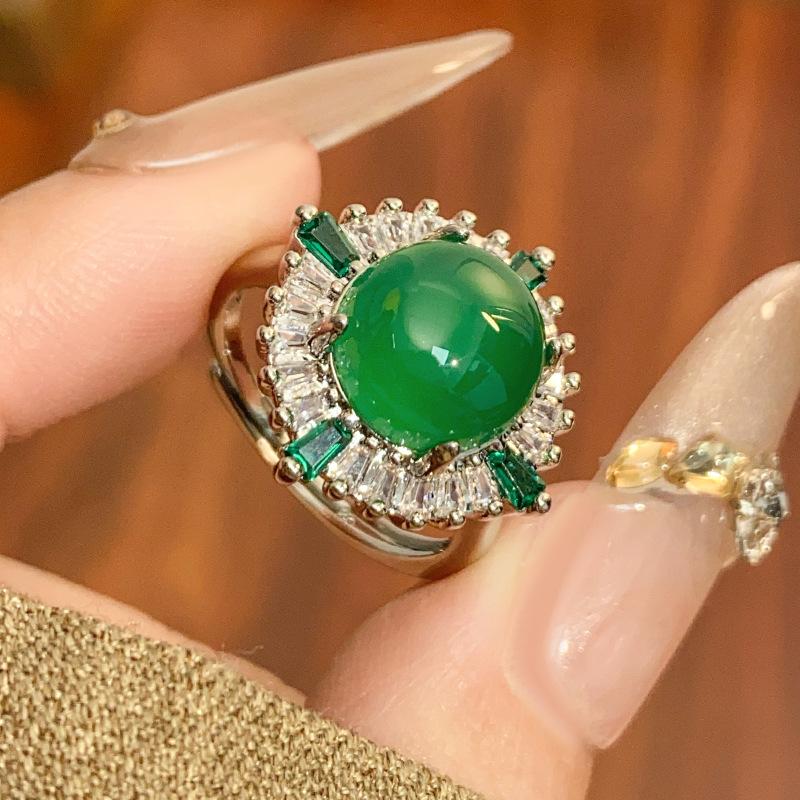 Аксессуары Кольца Ювелирные изделия Имитация Натуральный Халцедон Красный Корунд Роскошь Премиум Регулируемый Женская Мода