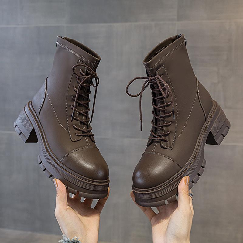 Осенне-зимние женские ботинки на толстой подошве из микрофибры, новые мотоциклетные ботинки с круглым носком, массивные ботинки зимние ботинки челси 35-39