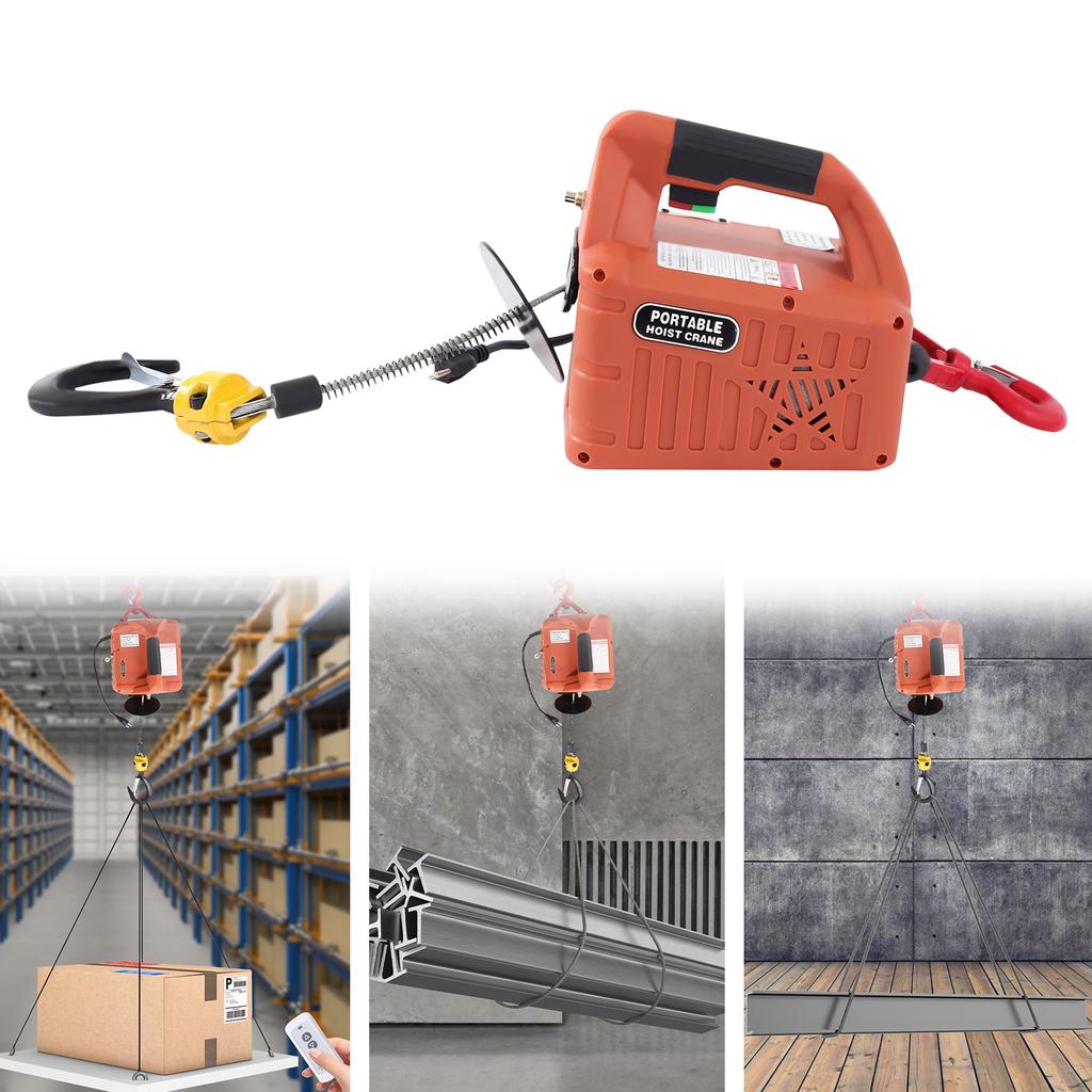 Электрическая лебедка 3 в 1 440 фунтов, 16 футов/мин Ручное|Тросовое|Беспроводное дистанционное управление, 62 фута Портативный электрический подъемник с тросом