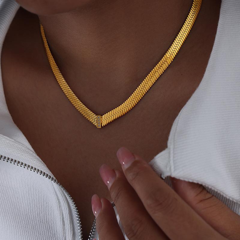 Цепочка из нержавеющей стали 316L для женщин, с покрытием из 18-каратного золота, инкрустированная цирконами, женские толстые колье в стиле хип-хоп и рок