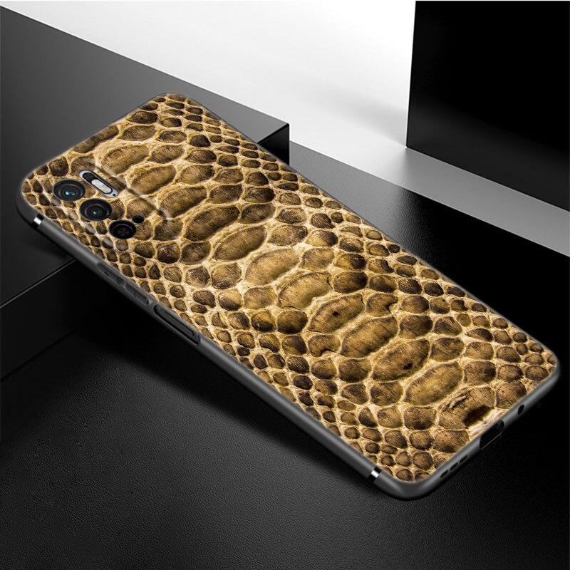 Sexy Python Snake Skin Phone Case For Xiaomi Redmi Note 11 10 9 8 Pro 11T 5G 10T 10S 9S 9T 9i 9C 9A 8T Soft TPU Black Cover