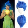 Inside Envy Wig Cyan Color Short Curly Wavy Wig with 2 Hairpins Halloween Cosplay Party Movie Envy Costume Wigs