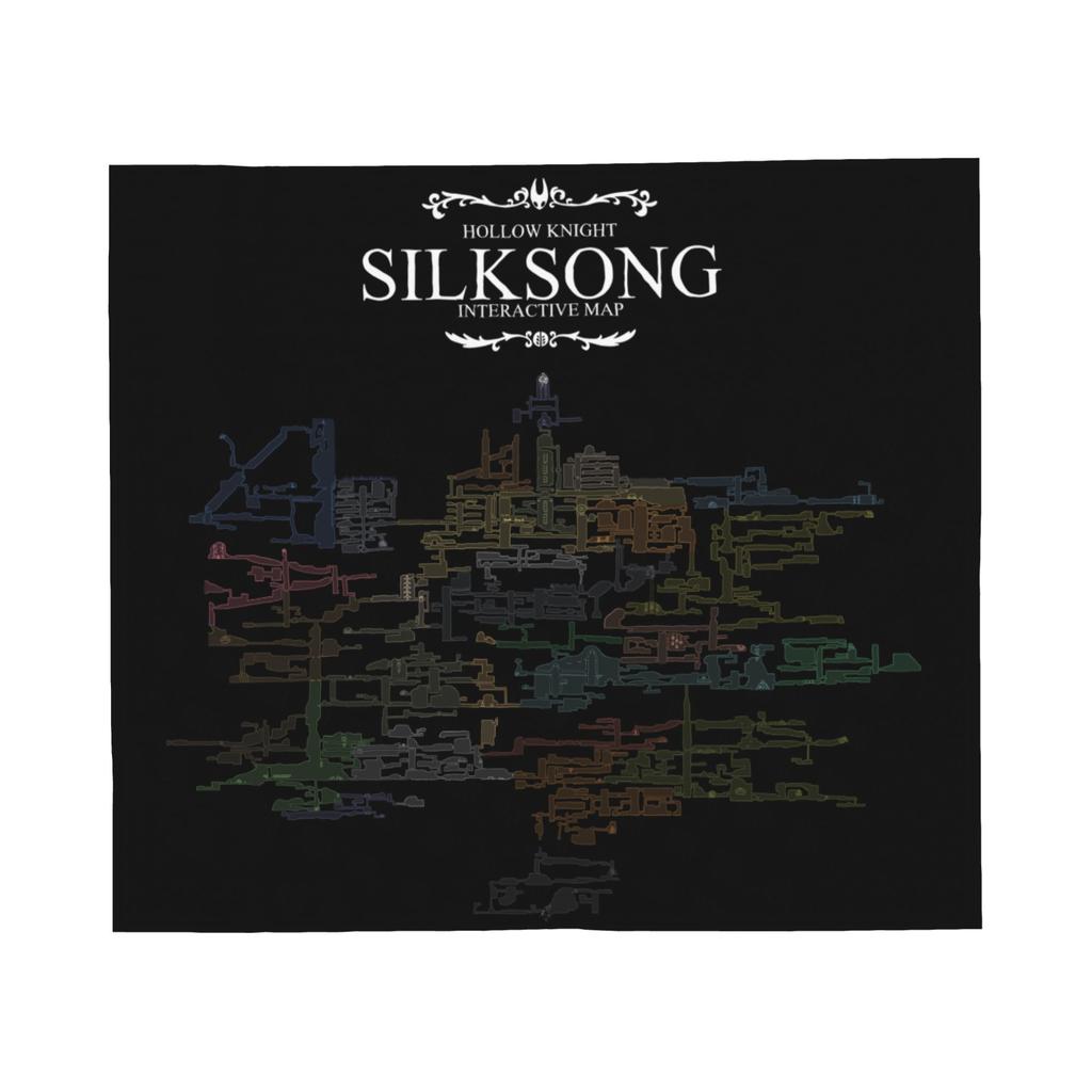 Hollow Knight Silksong Game Map Fashion Blanket Mysterious Flannel Awesome Soft Throw Fashion Blanket for Bed Sofa Textile Decor Couch