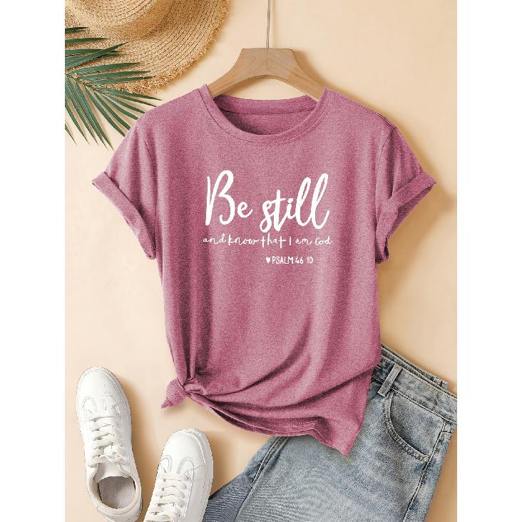 Slogan letter print fashion retro style women's summer casual sporty look,Round-neck short-sleeve top T Shirt