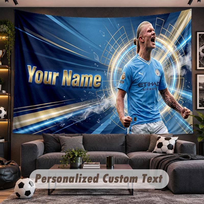 Wall Hanging Tapestry Custom NameErling Haaland Pattern Personalized Printed Fabric Wall Decor