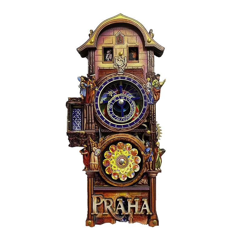 2025 Пражский хронометр деревянные ретро магниты на холодильник шестерня вращающаяся 3D магнитные магниты на холодильник