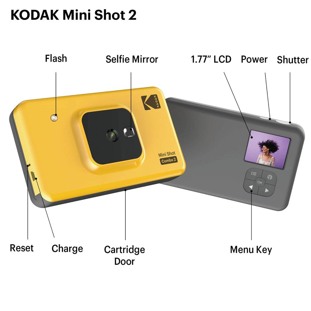 KODAK Instant Camera Printer C210 Yellow, 10 Megapixels, Bluetooth Connectivity, C210YE [Official Japanese Product]