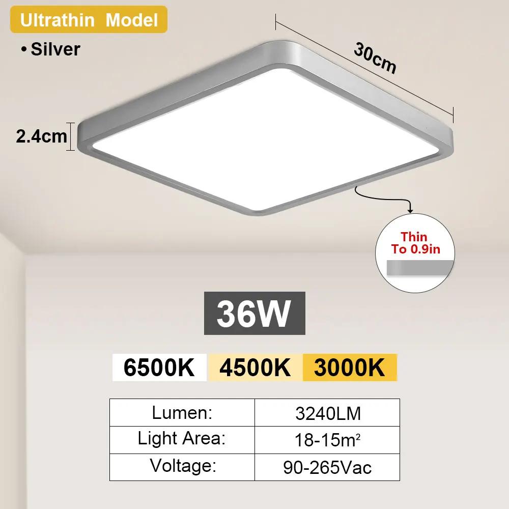 Новый ультратонкий светодиодный потолочный светильник 2,4 см для дома и кухни, современные потолочные светильники для спальни, квадратный верхний светильник для гостиной, светодиодные потолочные светильники