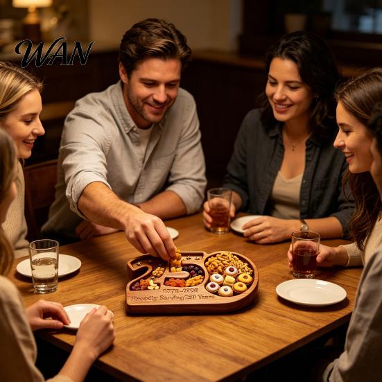 Holiday Party Serving Tray Wooden Charcuterie Tray, 250th Anniversary Patriotic Platter for Cheese Salami Snacks, Durable Kitchen Decor Gift American