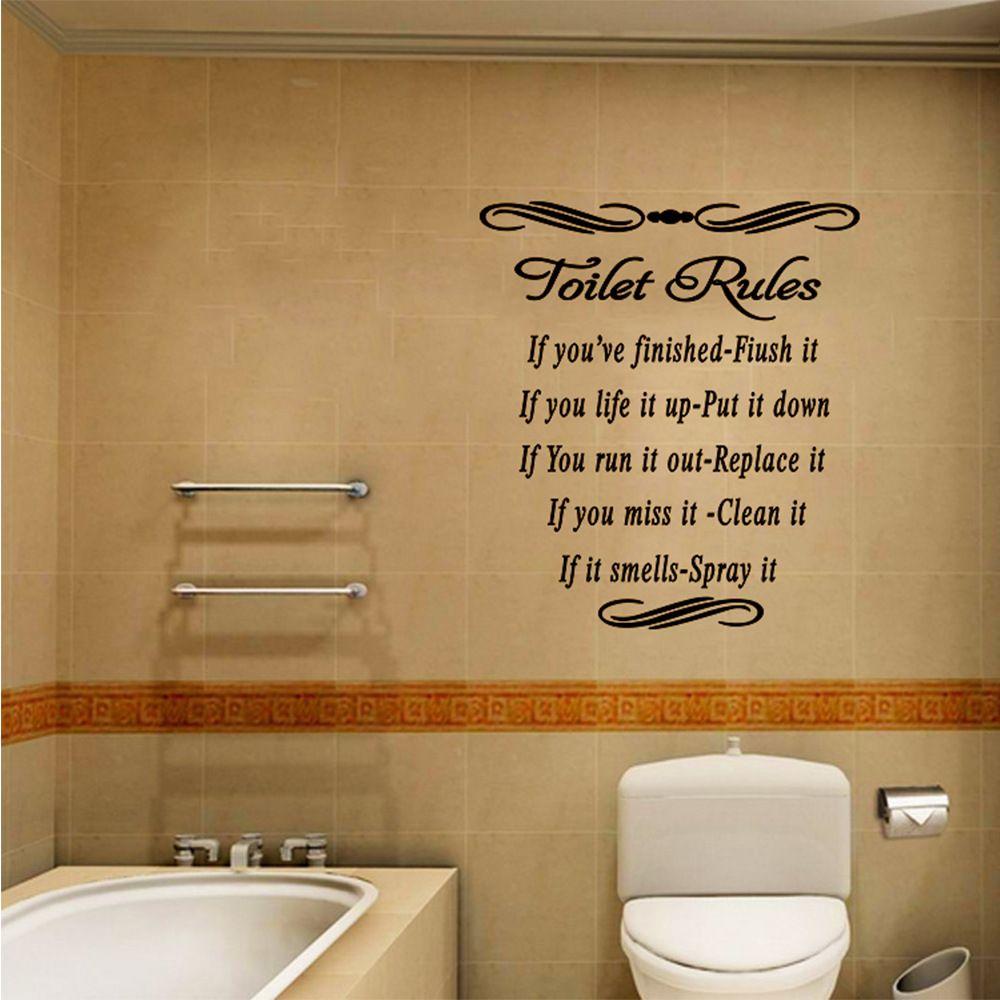 DIY Bathroom Wall Art Home Decor Quotation Decals Wall Stickers Mural Toilet Rules