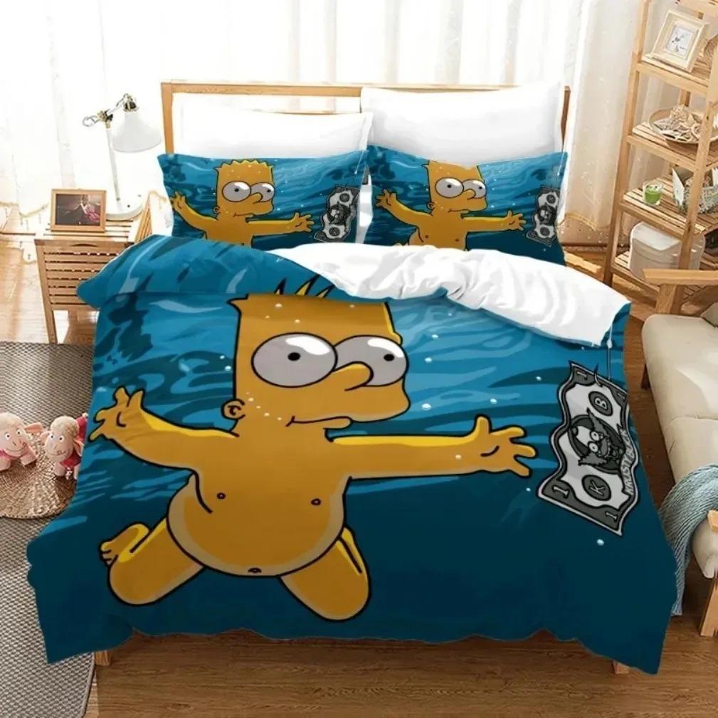 Simpsons Bedding Sets,The Simpsons Cover Sets,Anime Cosplay Cute Bed Quilt Covers Pillowcases for Children Adolescents