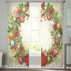 Christmas Wreath Sheer Curtains For Living Room Bedroom Balcony Transparent Window Blinds Kitchen Drapes