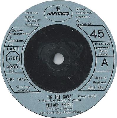 7-дюймовая пластинка VILLAGE PEOPLE - In The Navy 6007209 Mercury 1979 UK Soul/Funk Б/у