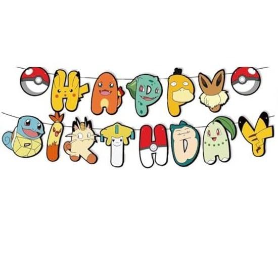 Classic Pokémon Theme Party Decoration Set - Features popular characters 18 themed balloons + 13 cake toppers 1 decorative flat ribbon. Instantly