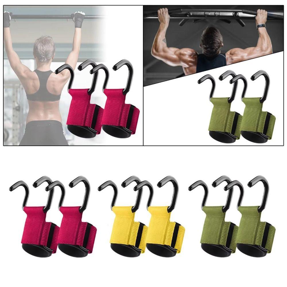 1 pair Pull-up Weight Lifting Grip Hook Adjustable Steel Hook Grips Strap Weightlifting