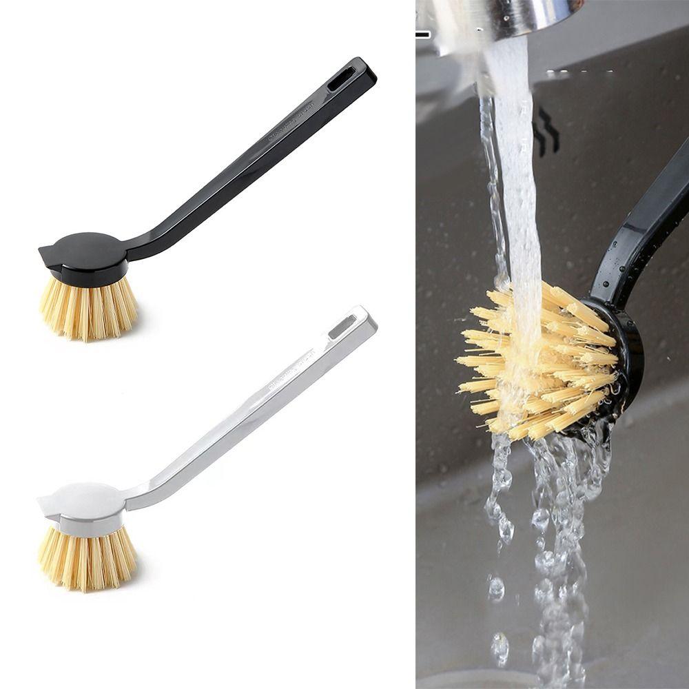 Безмасляная щетка для мытья посуды, черная, белая, с длинной ручкой, прочная щетка для чистки кастрюль
