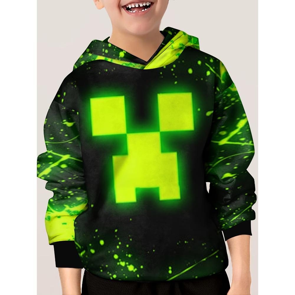 Детская толстовка с капюшоном со светящимся принтом лица, унисекс-пуловер, повседневная толстовка с капюшоном и длинными рукавами для девочек и мальчиков, верхняя одежда на весну и осень