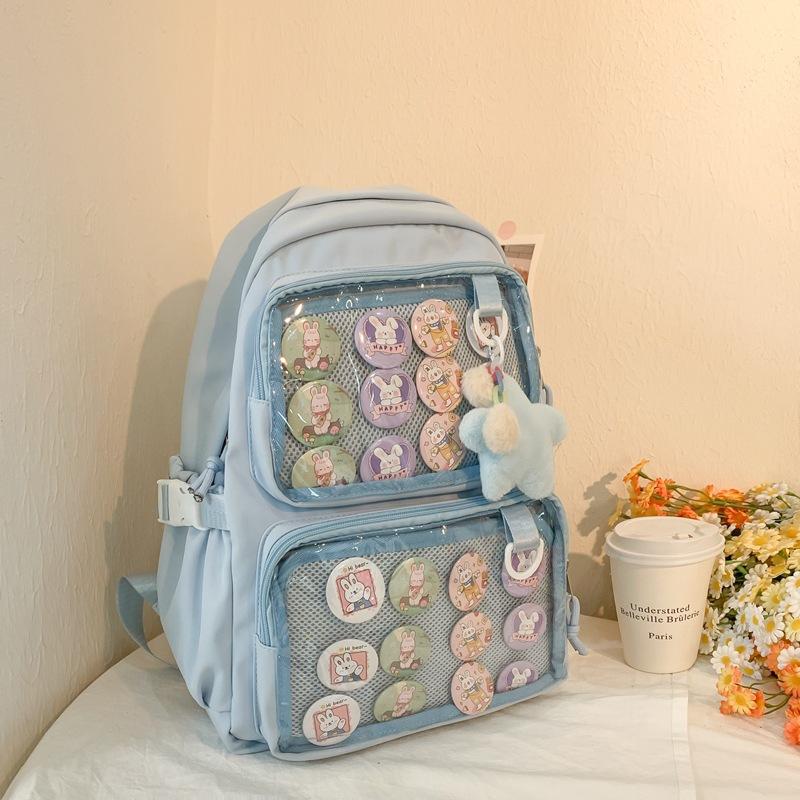 Прозрачный рюкзак большой вместимости в стиле колледжа для учеников начальной и средней школы, декоративный рюкзак высокой ценности для DIY