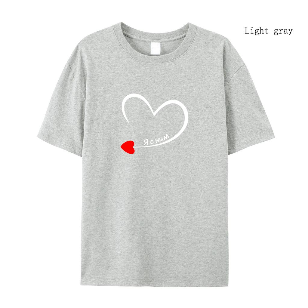 King Queen Пара с короткими рукавами «Я с ней» с принтом Летняя футболка с короткими рукавами Мужская футболка Женская футболка с короткими рукавами