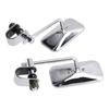 Chrome Retro Retangular Mirrors with Clamp For Cafe Racer Bobber Chopper Tracker