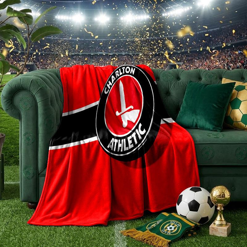 Charlton FC Crest Throws Blanket Flannel Blankets Plush for Couch Bed Gifts for Men Women Travel picnic blanket Christmas fan gifts