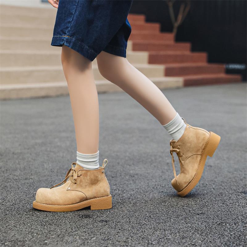 Туфли дерби мужские новые осенне-зимние в британском стиле на толстой подошве увеличивающие рост ботинки мартин ретро средней высоты рабочие ботинки 14422-J