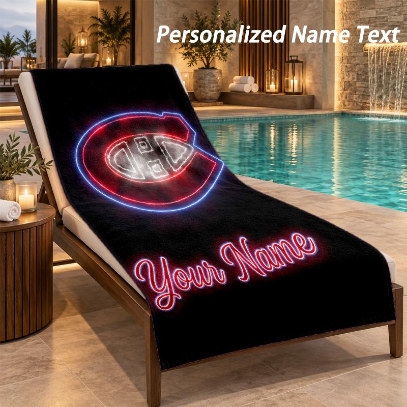 Custom Text Montreal Canadiens Print Beach Towel Large Towel For Home Bathroom Beach