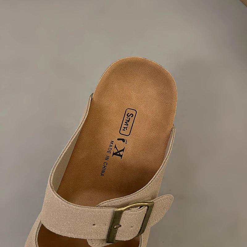 Мода Мода Пробка Женские Сандалии Новая Мягкая Подошва Замшевые Мюли Шлепанцы с Поддержкой Свода Стопы Домашние С Открытым Носком Балетки Уличные Пляжные Шлепанцы