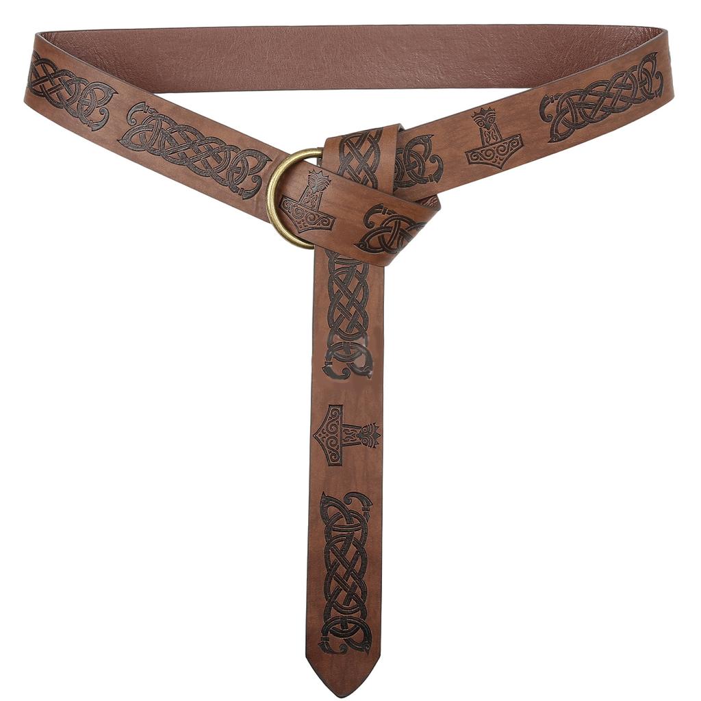 Средневековый поясной ремень Винтажный косплей Рельефный ремень для мужчин Косплей реквизит ПУ поясной ремень для фотосессий и сцены