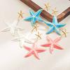 Exaggerated Drop Oil Starfish Pendant Earrings for Women Creative Metal Pentagram Earrings Beach Vacation Jewelry Gifts