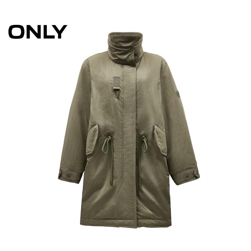 ONLY Women's 90% White Duck Down Minimalist Stand Collar Parka