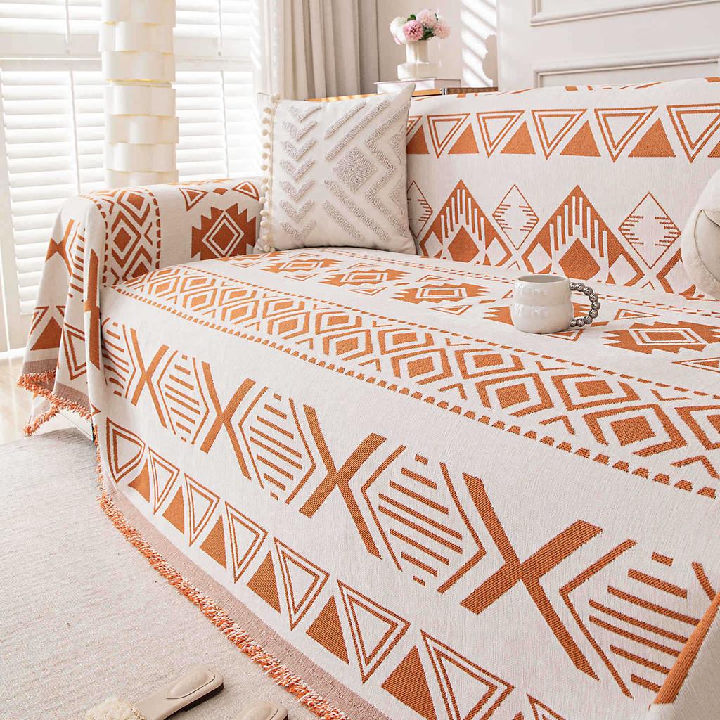 Чехол на диван Шенилловый чехол Геометрическое искусство Высокий стиль Четыре сезона Диванное полотенце Украшение для дома Нескользящий и Защита от зацепок