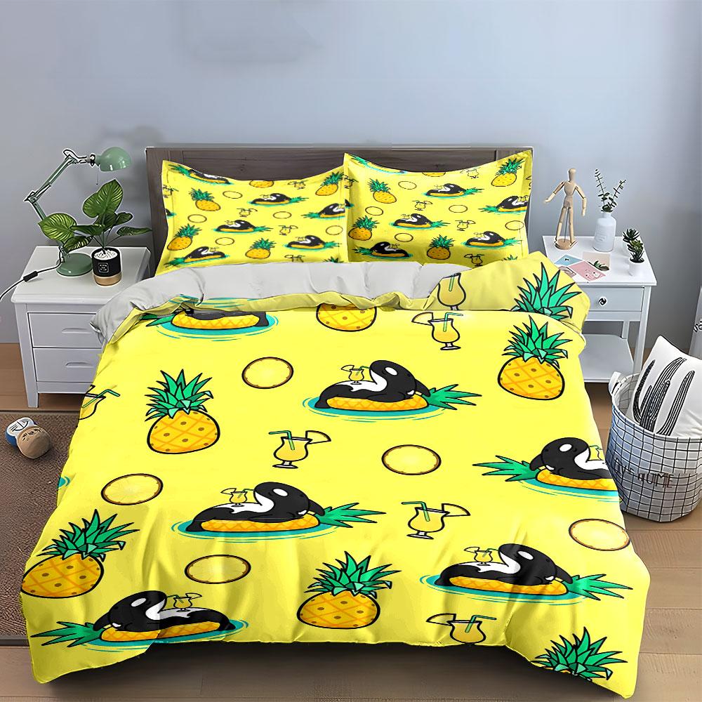 Penguin Pineapple Fun Decor Bedding Duvet Cover Set Duvet Cover Pillowcases (1 * Duvet Cover 2 * Pillowcases, without duvet insert)