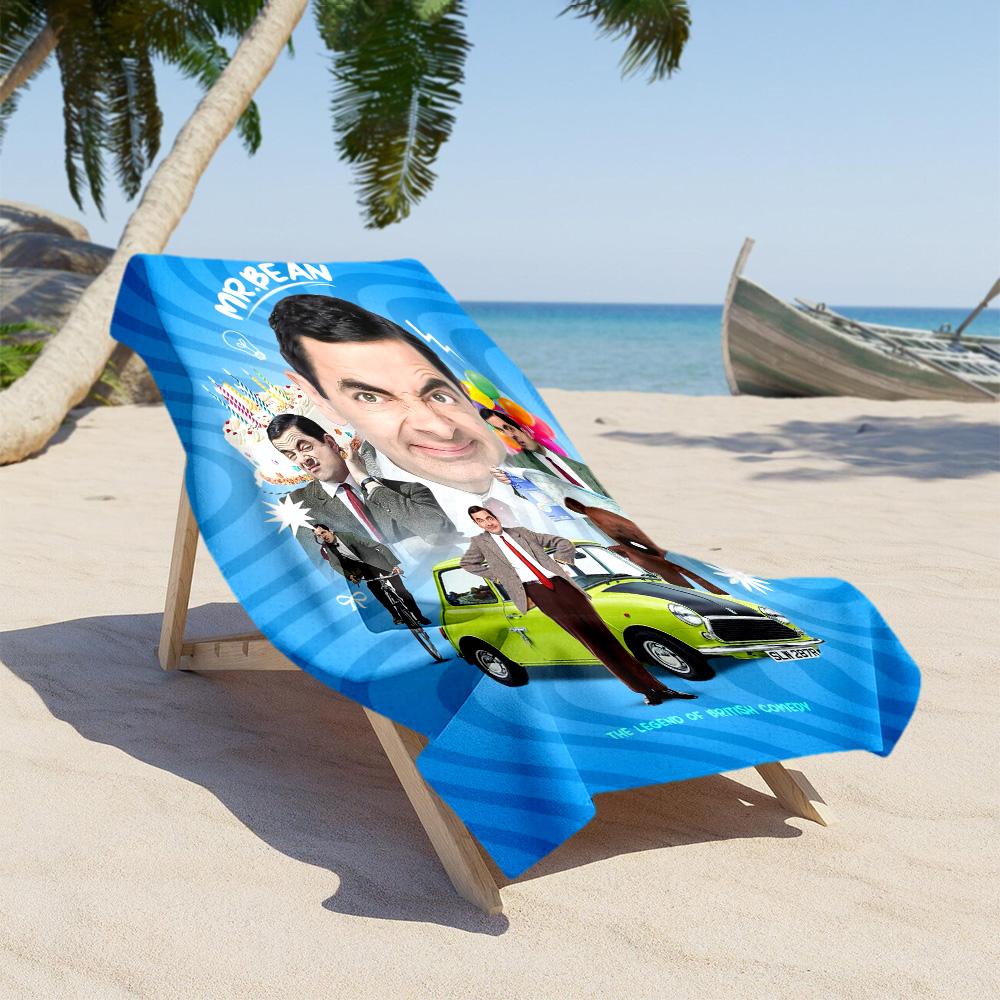 Mr. Bean Beach Towel High Absorbency Quick-Dry Comfortable Lightweight Perfect for Traveling Yoga Camping and Swimming