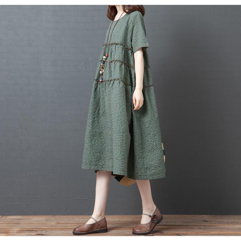 Loose Plus Size Women's Fashion Style Casual Medium Long Short Sleeve Dress