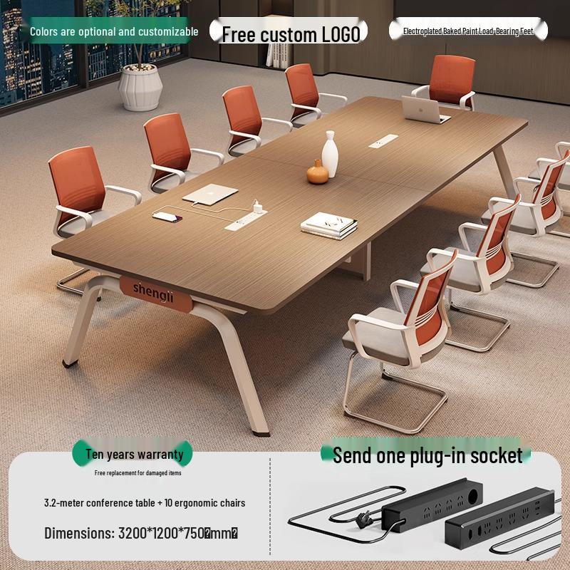 Modern Simple Long Conference Table & Chair Set for Office/Employee Training