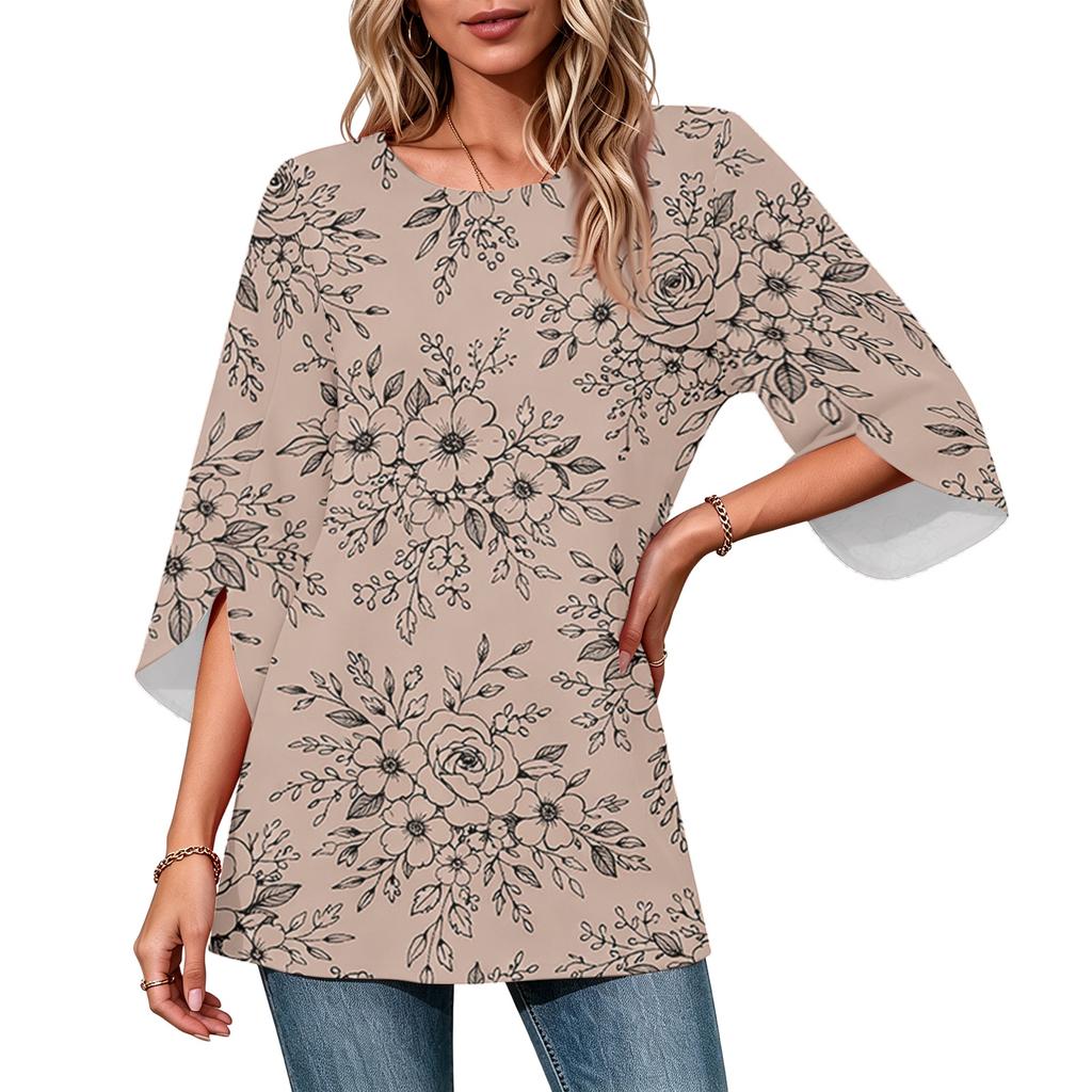 Женский повседневный топ с цветным воротником и рукавом три четверти