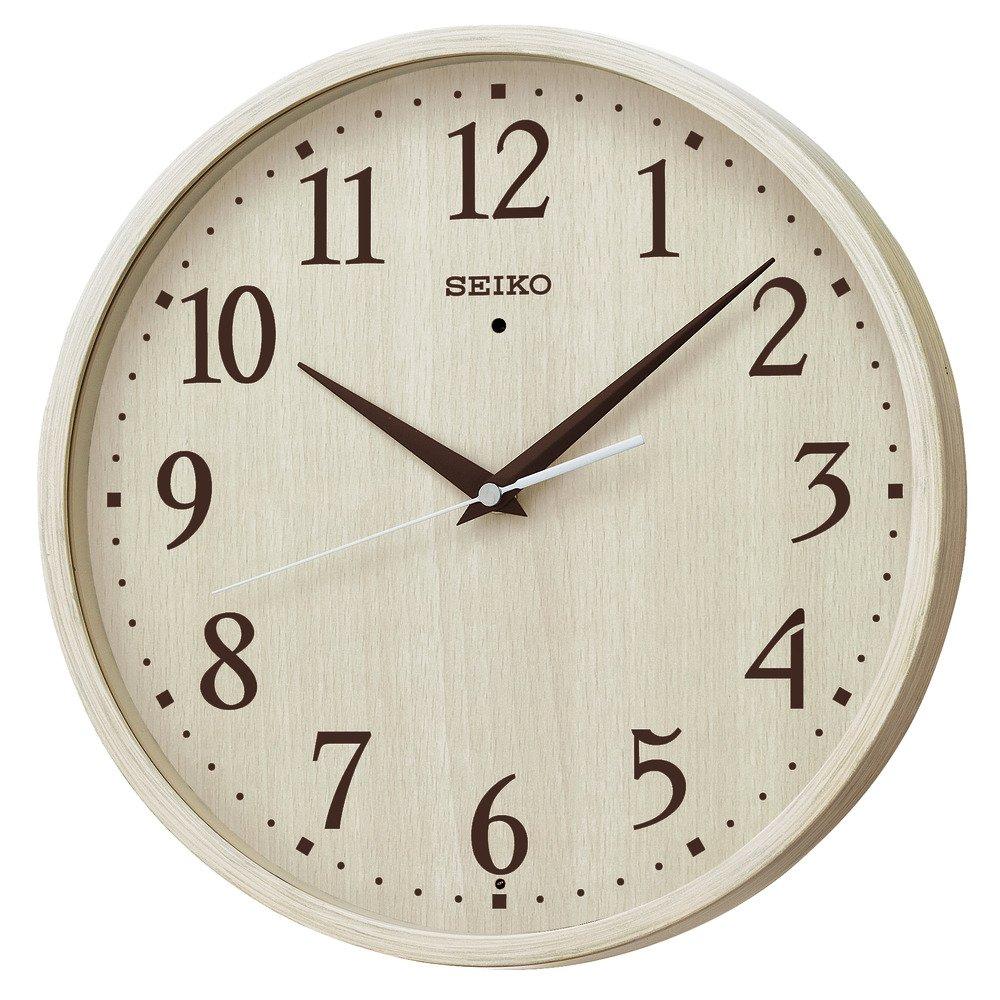 Seiko Clock Wall Clock, Natural, Radio Controlled, Analog, Ivory Wood Grain Pattern, KX399A