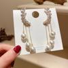 New Flash Diamond Earrings Women's Earclips Temperament Fringed Long Pearl Earrings