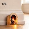 Small Wooden Door for Baseboards Opening Fairy with Hidden Gnome Scene, Miniature Wall Decor, Lightweight Flat House 2D Reading Scene Hinged