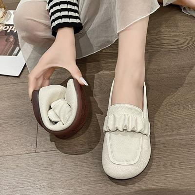 Повседневная женская летняя обувь из мягкой кожи, модная универсальная обувь Doudou на мягкой подошве, обувь-лодочки без задника