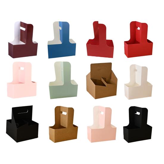 10 шт. одноразовых контейнеров для напитков на вынос, держатель для 2 или 4 стаканов из картона с ручкой, контейнер для горячих или холодных напитков для доставки еды на вынос