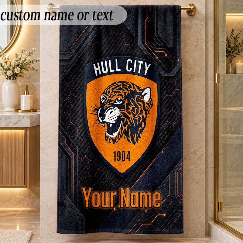 Beach TowelHull FC Custom Name Text Personalized Soft Towel for Beach Pool Indoor Home Decor Gift